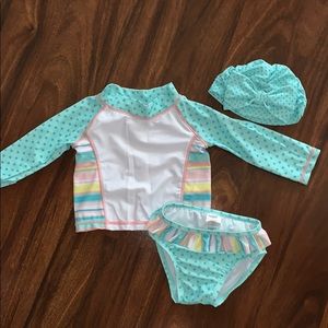 Baby girls swim suit with matching hat